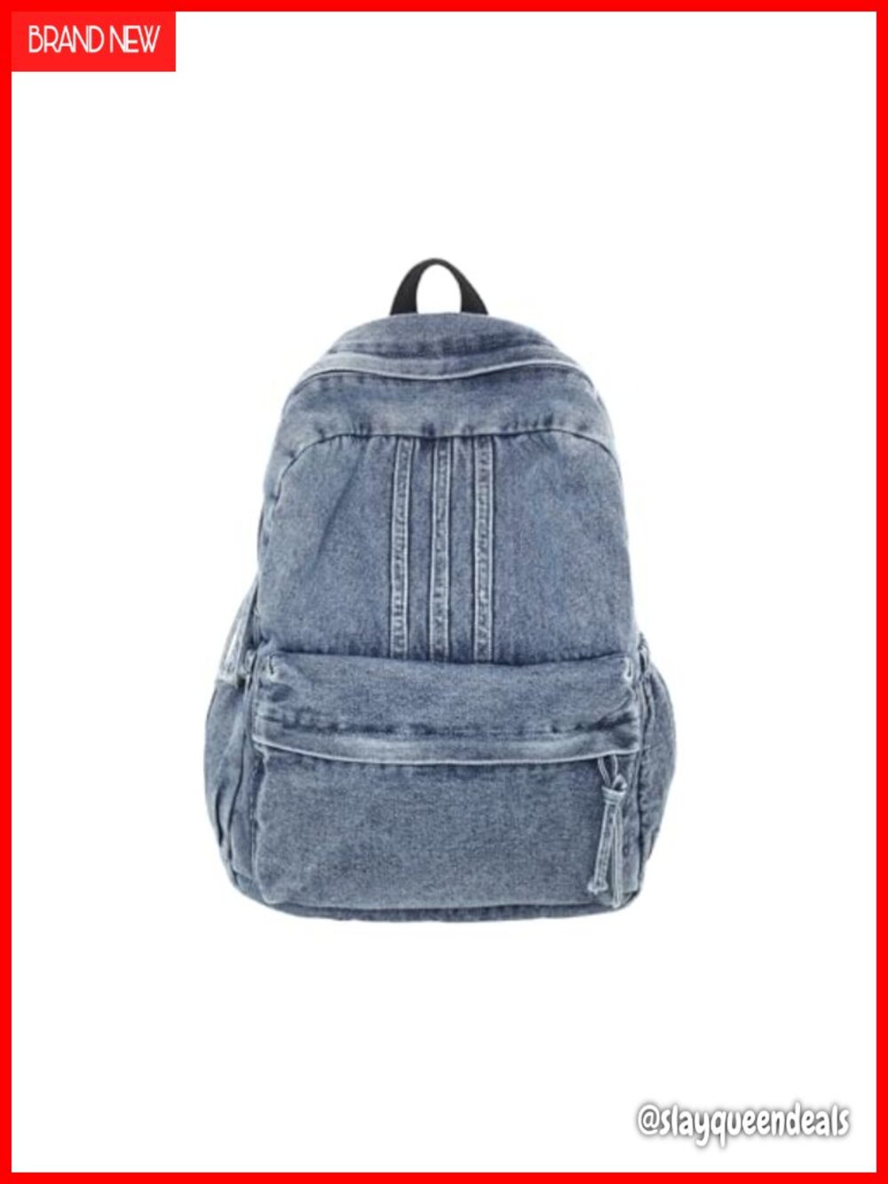 Vintage Distressed Denim Backpack, Y2K Preppy Casual Daypack, Lightweight